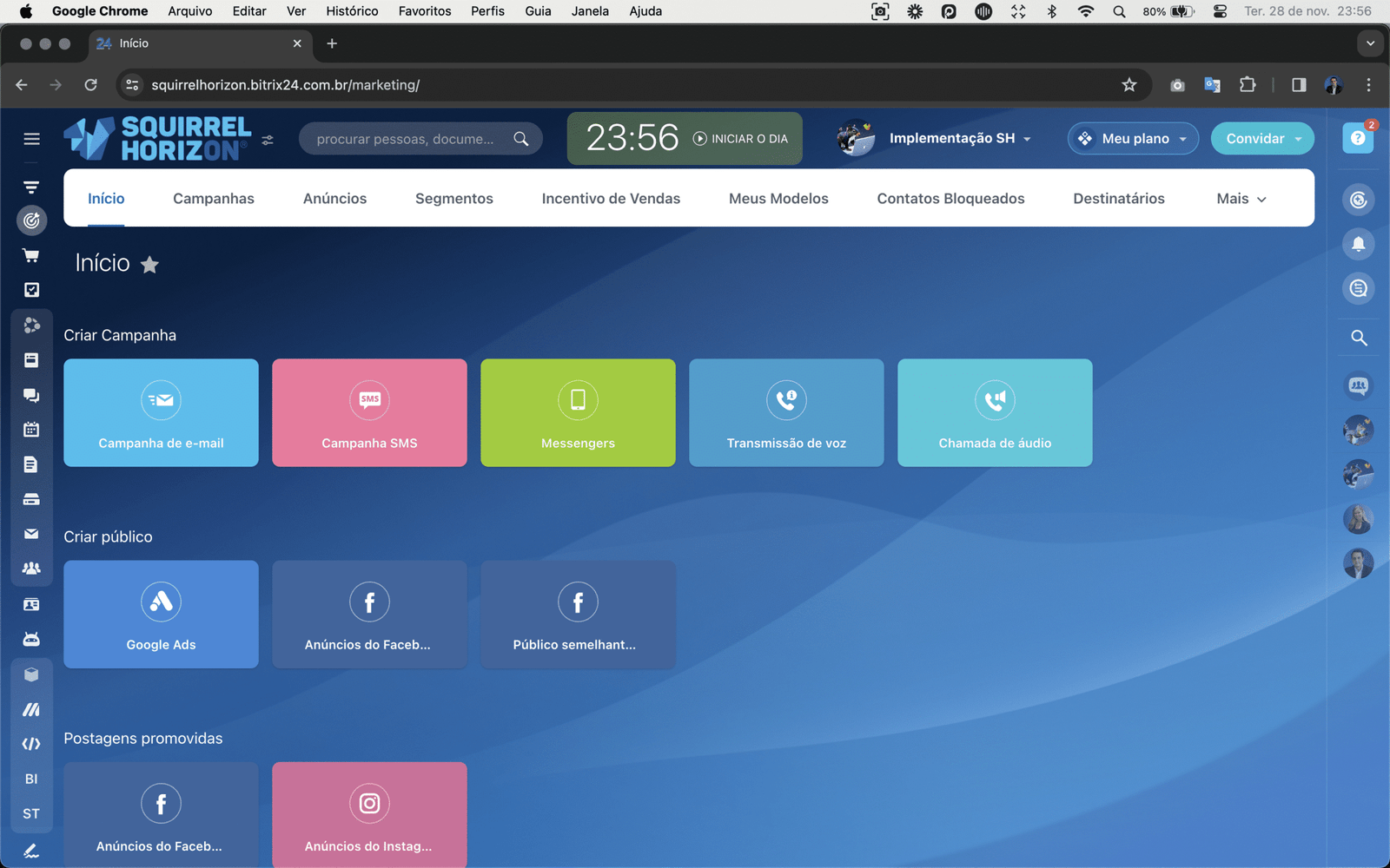 Ainda com o Bitrix24, sua empresa criará páginas exclusivas (landing pages) para campanhas promocionais, eventos, sobre novos produtos, para compartilhar informações e muito mais.