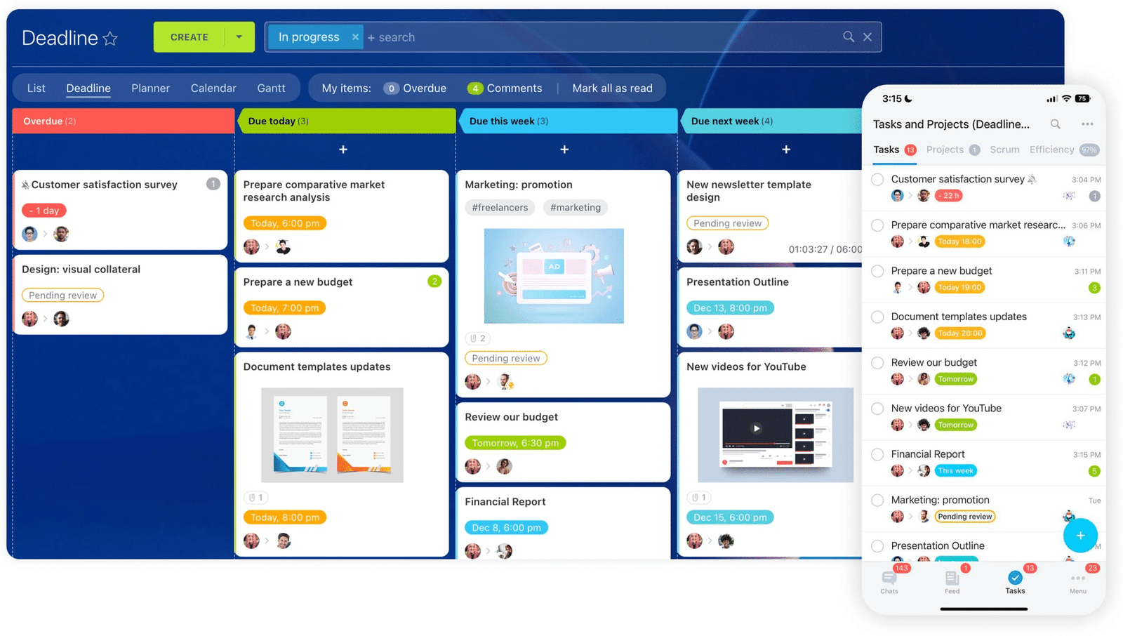 Trabalhe seus cards de leads e negócio movendo-os em um kanban ou com listas de informações
