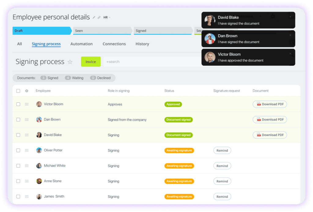 Automatize todos os processos de RH a partir de um único hub de RH.