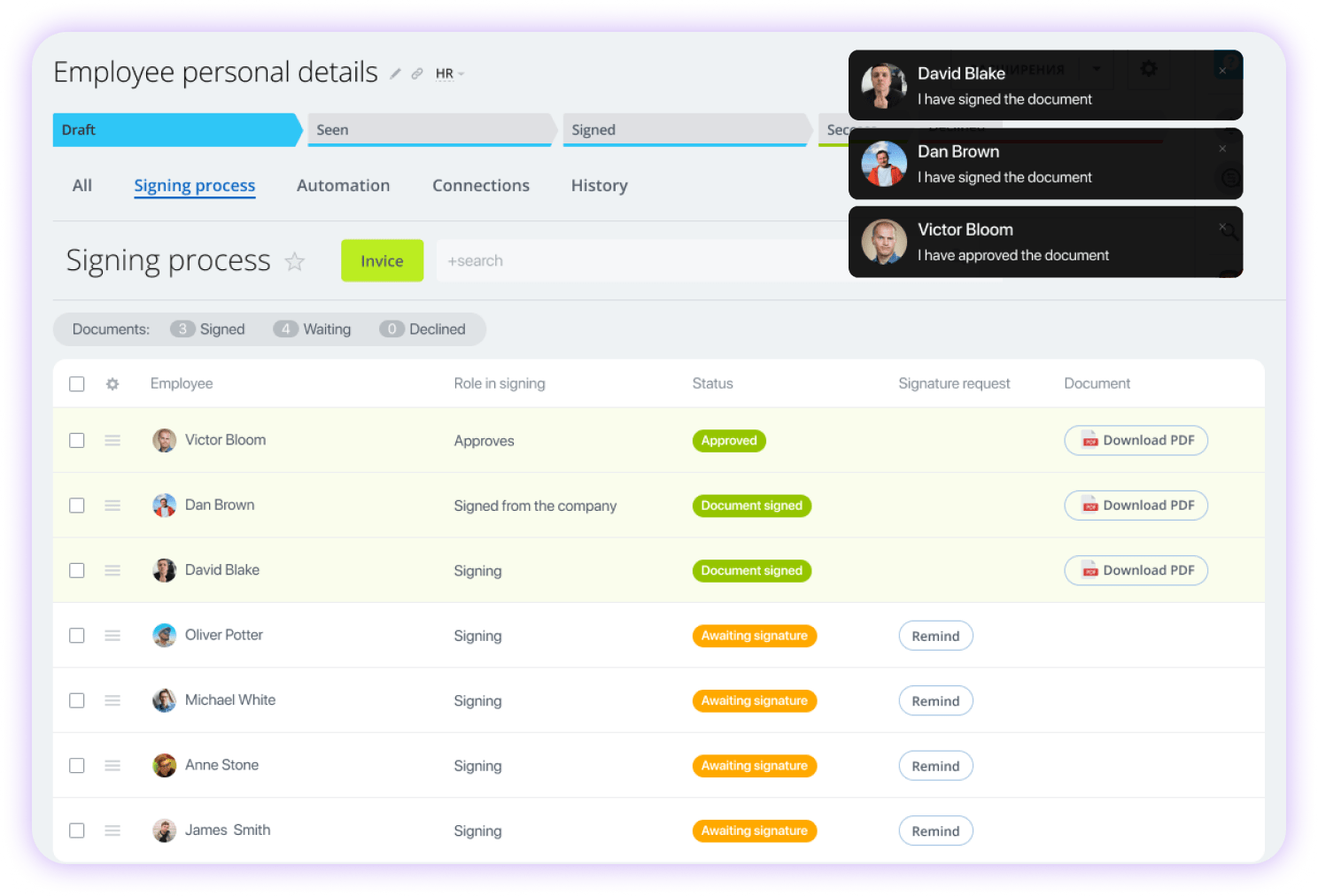 Automatize todos os processos de RH a partir de um único hub de RH.